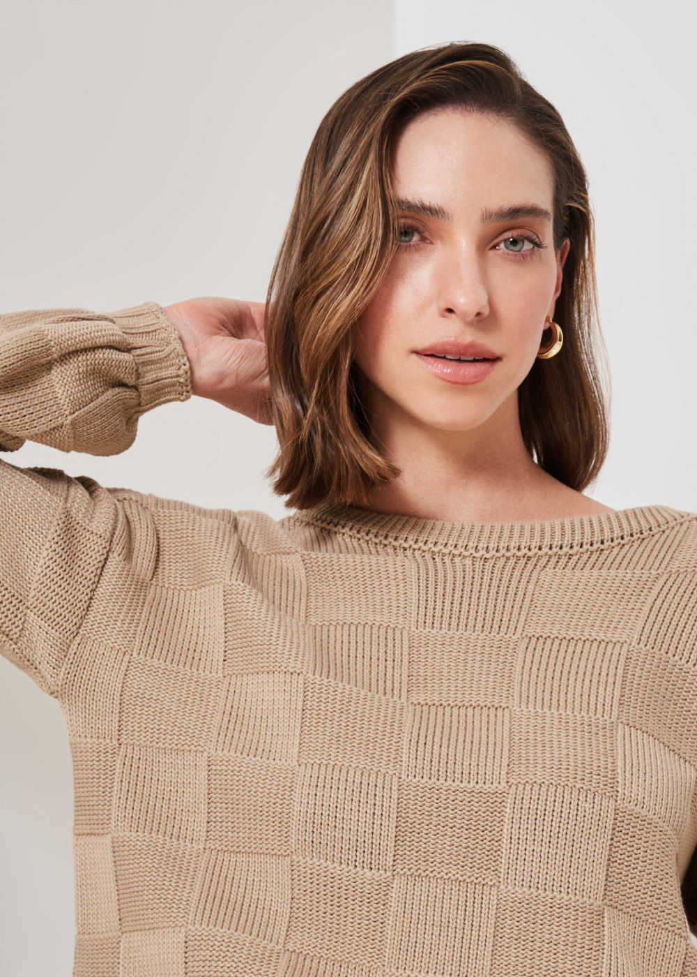 46.40.3303ARE BLUSA PULL TRICOT PONTO QUADRICULADO