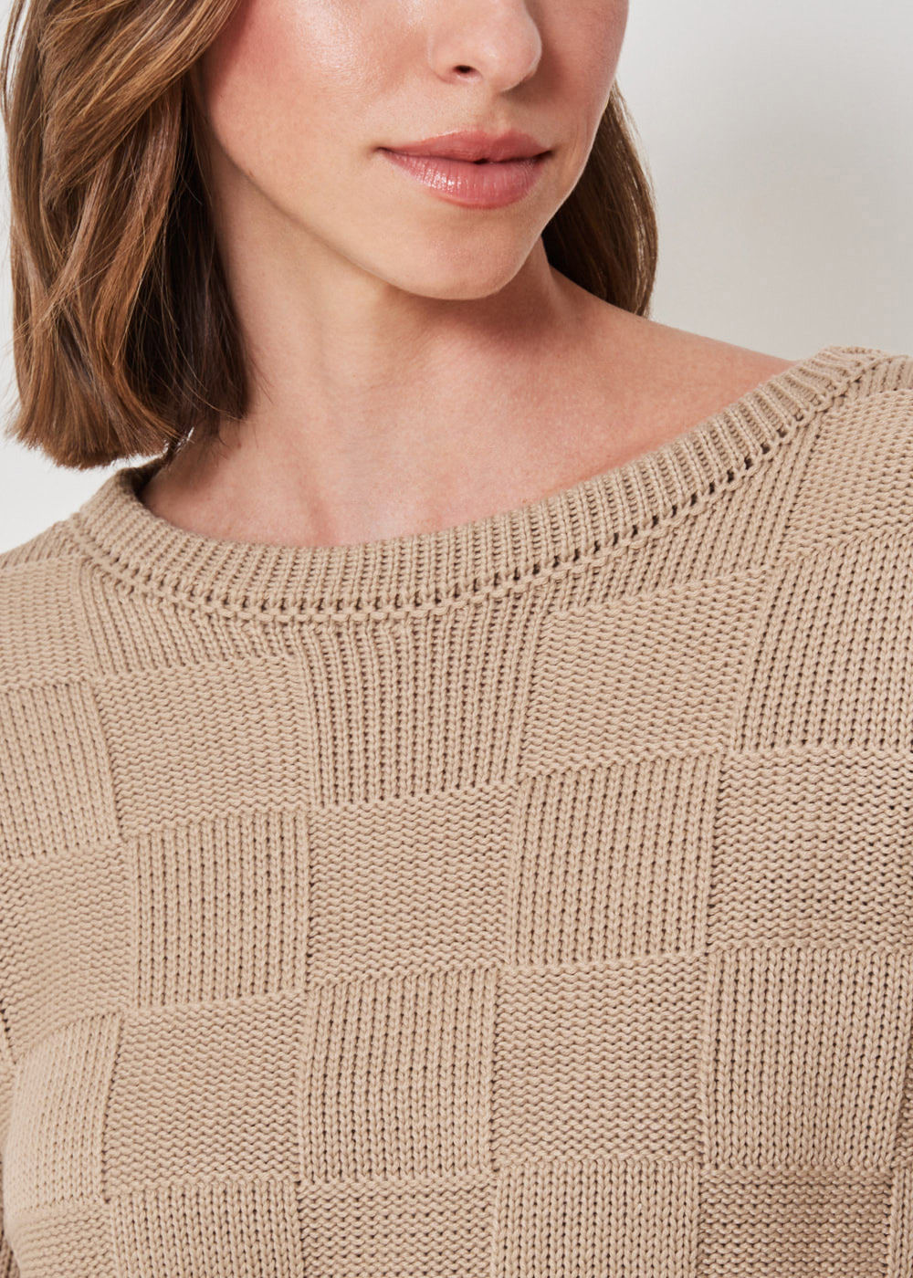 46.40.3303ARE BLUSA PULL TRICOT PONTO QUADRICULADO