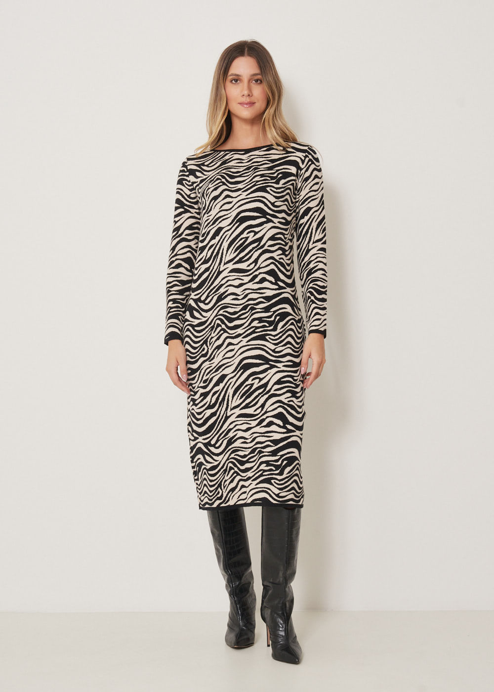 43.20.3301BIC VESTIDO MIDI TRICOT ZEBRA