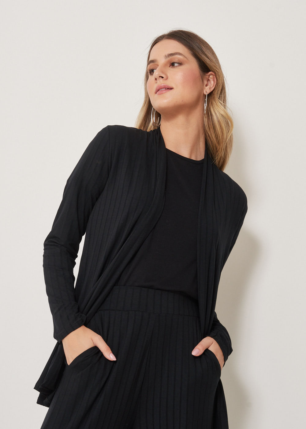 61.30.3304PTO CARDIGÃ MALHA CANELADA