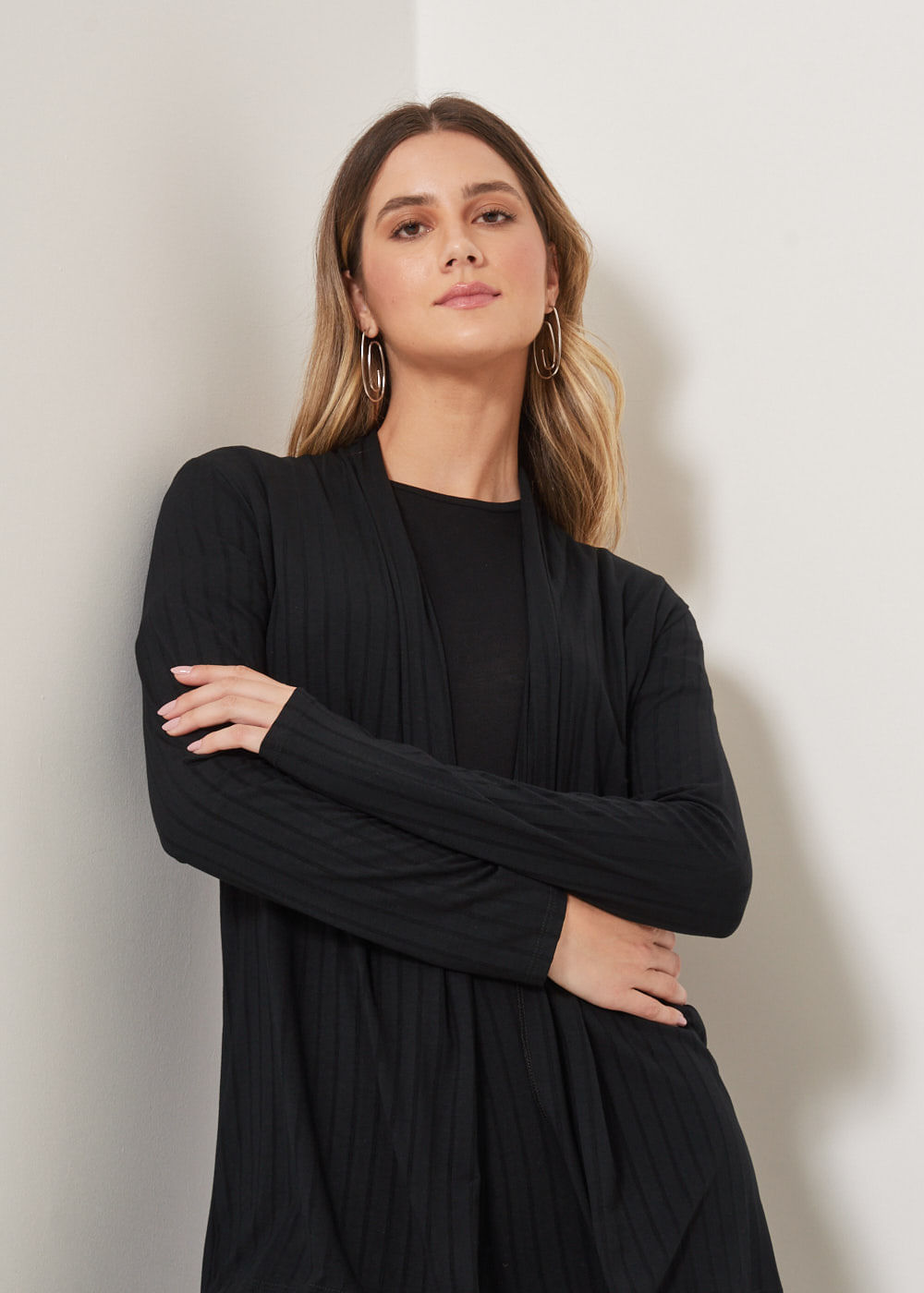 61.30.3304PTO CARDIGÃ MALHA CANELADA