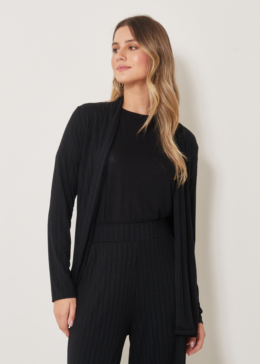 61.30.3304PTO CARDIGÃ MALHA CANELADA