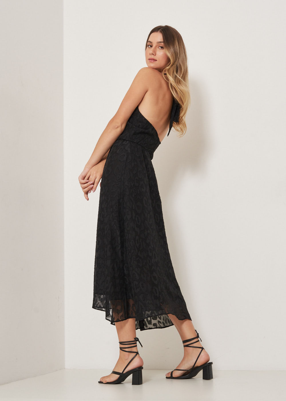 Vestido Midi Halter Neck Jacquard - 53.41.3301|PTO