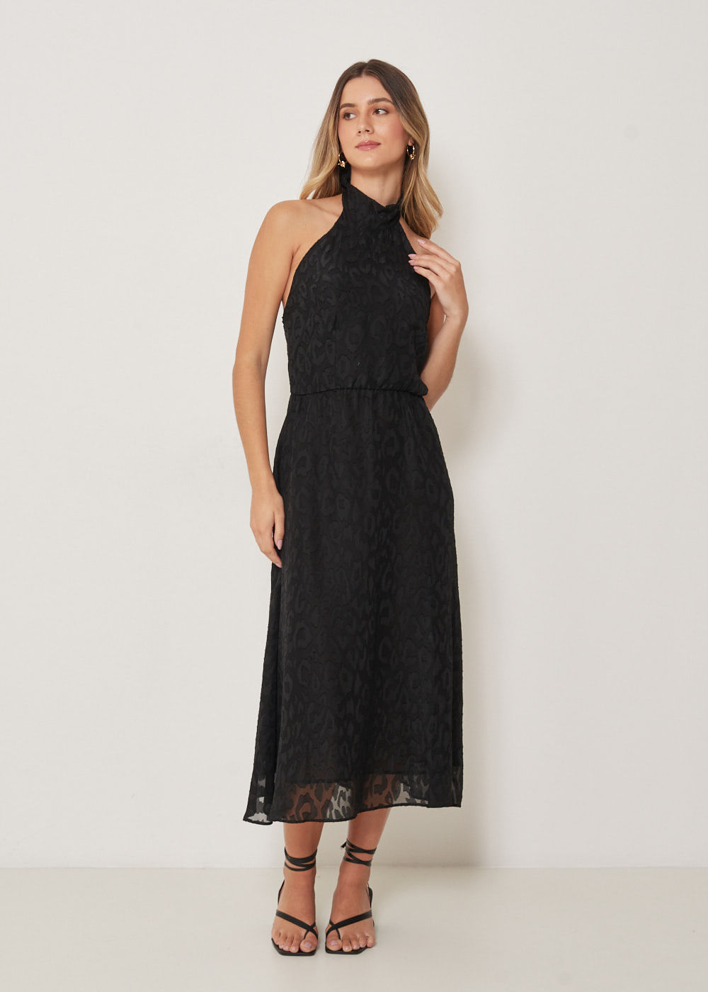 Vestido Midi Halter Neck Jacquard - 53.41.3301|PTO