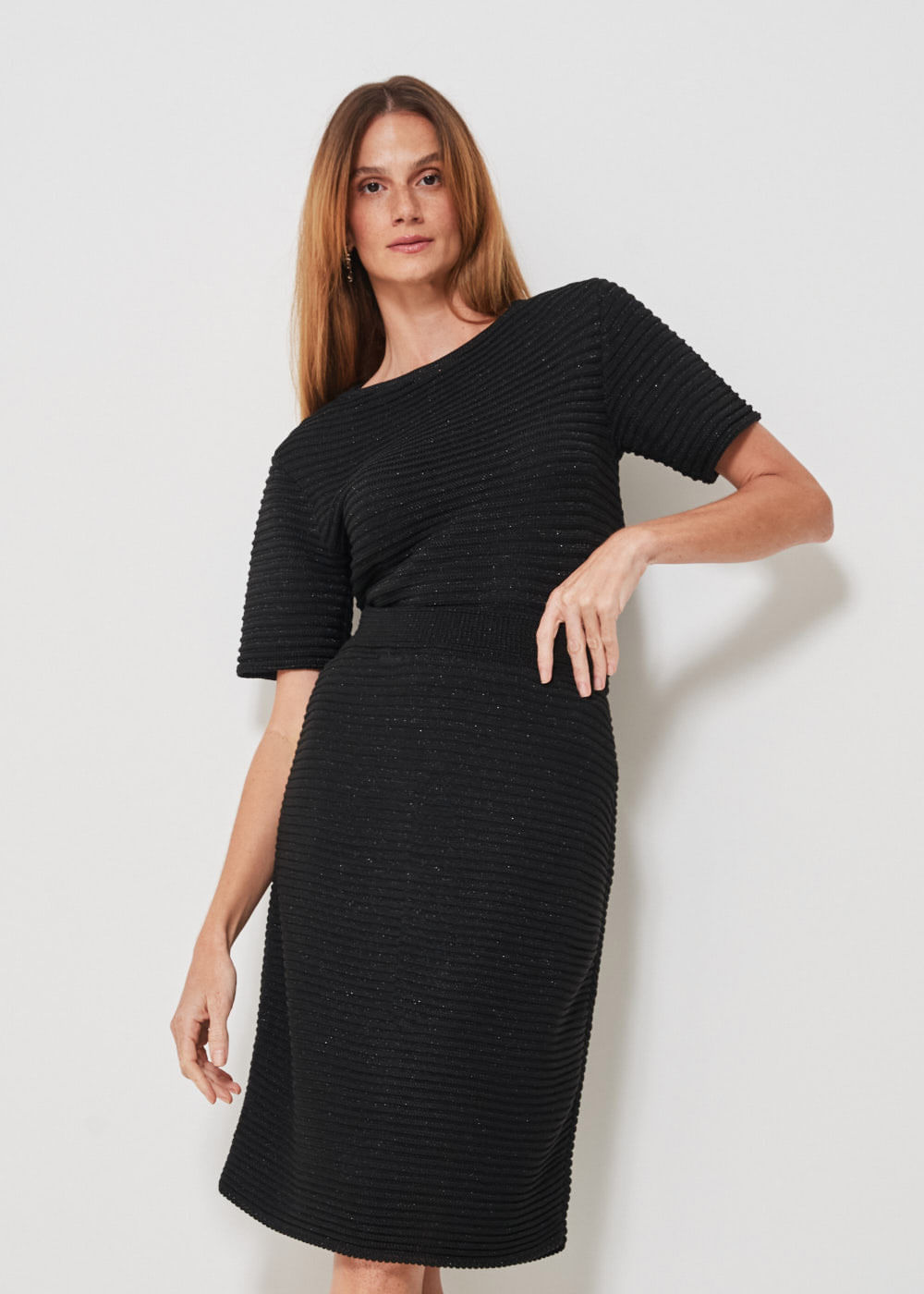 44.20.3301PTO SAIA LÁPIS TRICOT ROUGE COM LUREX