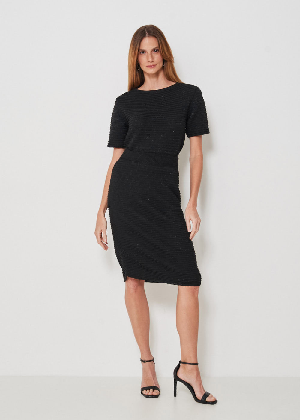 44.20.3301PTO SAIA LÁPIS TRICOT ROUGE COM LUREX