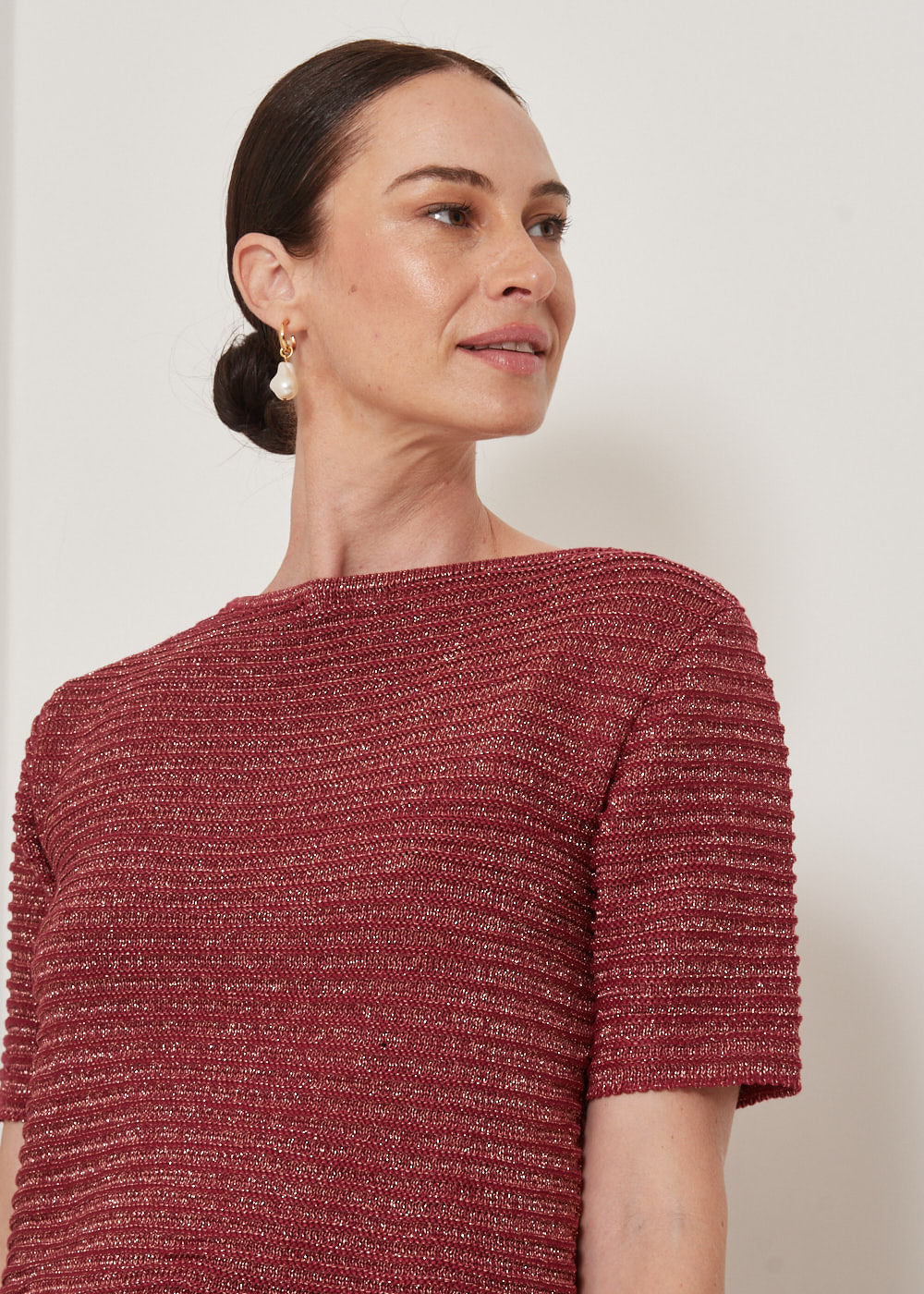 47.40.3301VIN BLUSA TRICOT ROUGE COM LUREX