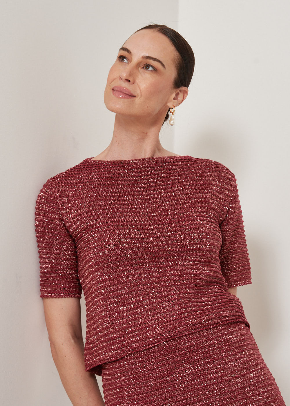 47.40.3301VIN BLUSA TRICOT ROUGE COM LUREX
