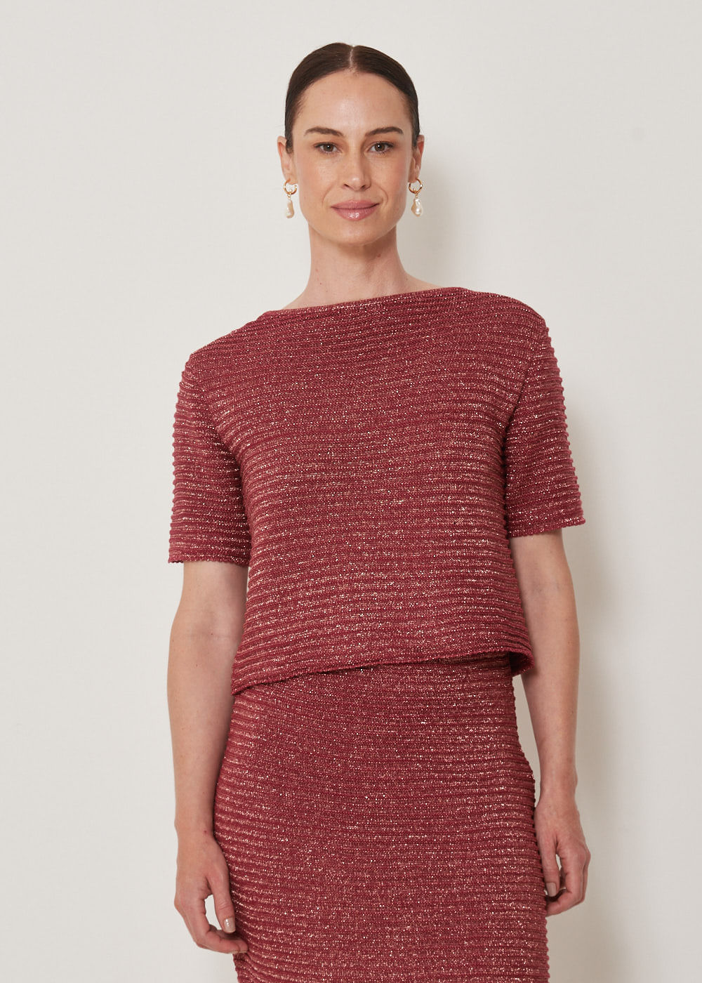 47.40.3301VIN BLUSA TRICOT ROUGE COM LUREX