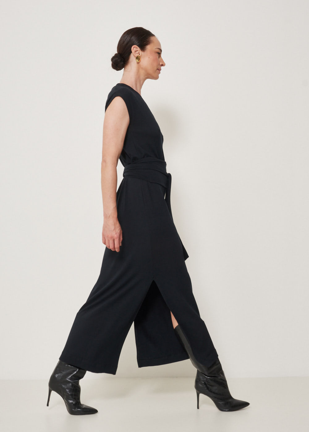 63.40.3303PTO VESTIDO LONGO DECOTE V GOLA RIBANA