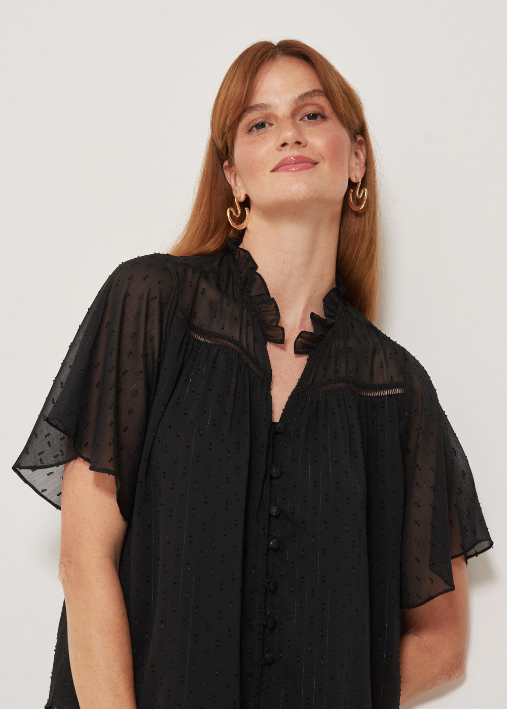 57.40.3302PTO BLUSA M/C ENTREMEIO DECOTE V