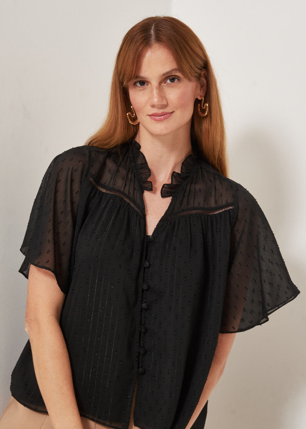 57.40.3302PTO BLUSA M/C ENTREMEIO DECOTE V