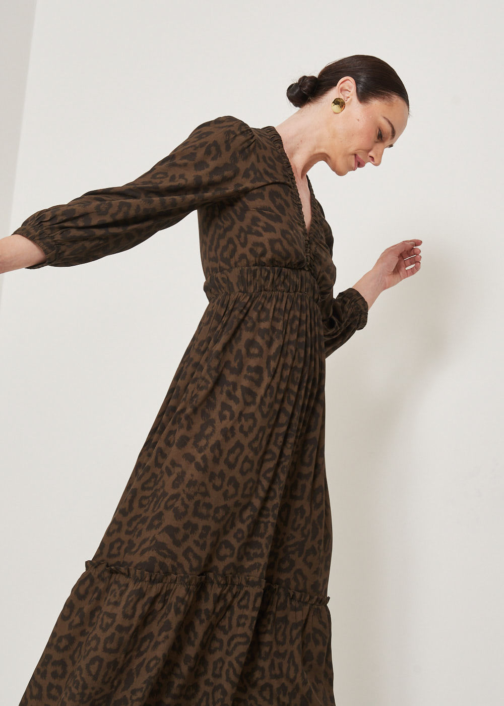 53.23.3304EST VESTIDO MIDI MANGA 7/8 ESTAMPA WILD SKIN