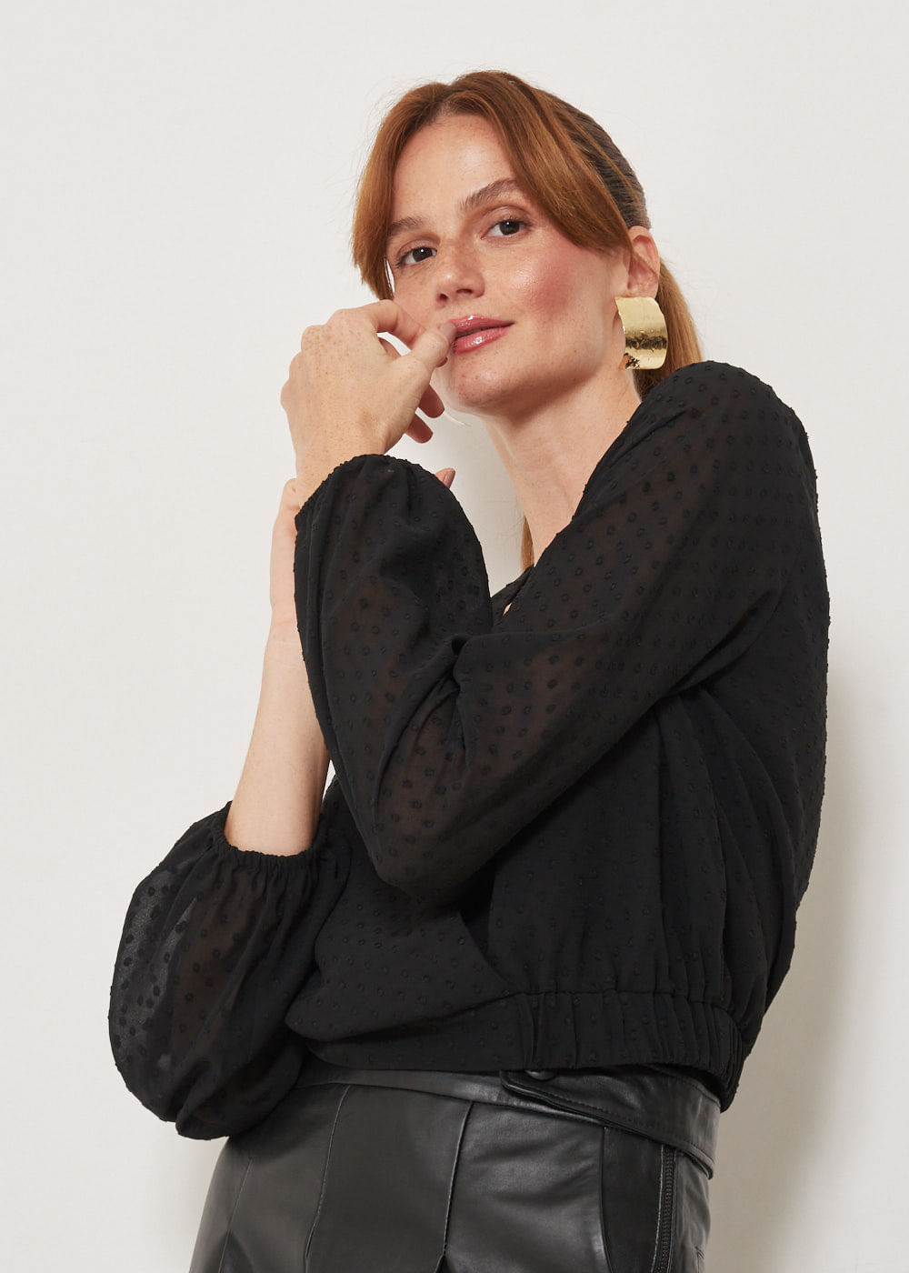 56.40.3302PTO BLUSA M/L DECOTE V JACQUARD