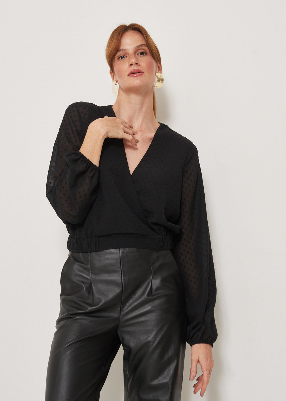 56.40.3302PTO BLUSA M/L DECOTE V JACQUARD