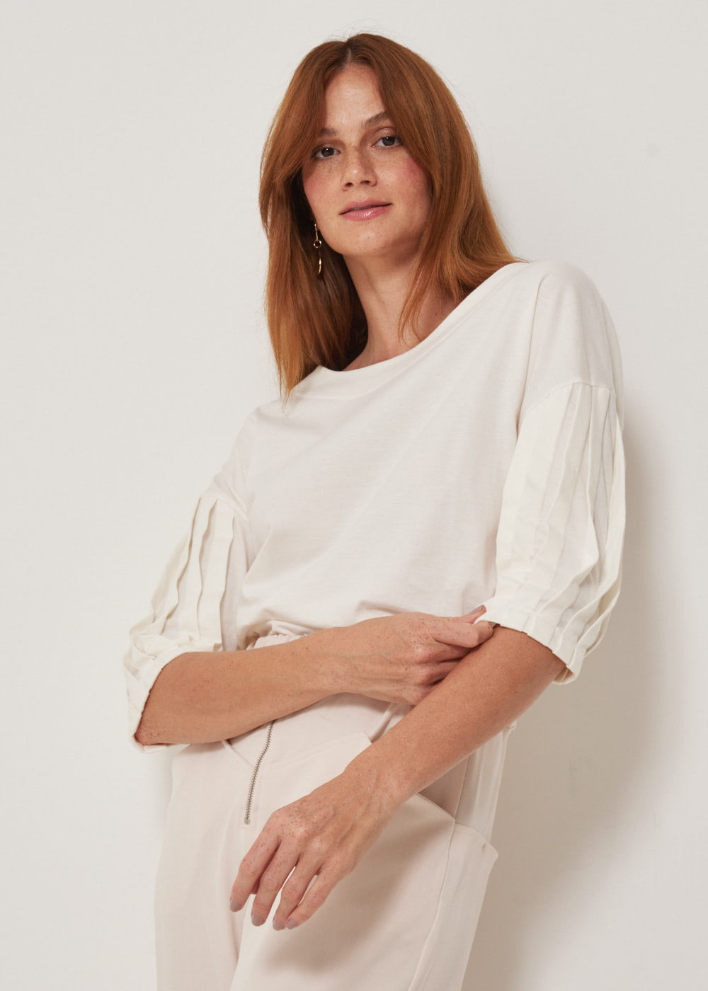 67.40.3307OFW BLUSA MANGA 3/4 COM PREGAS