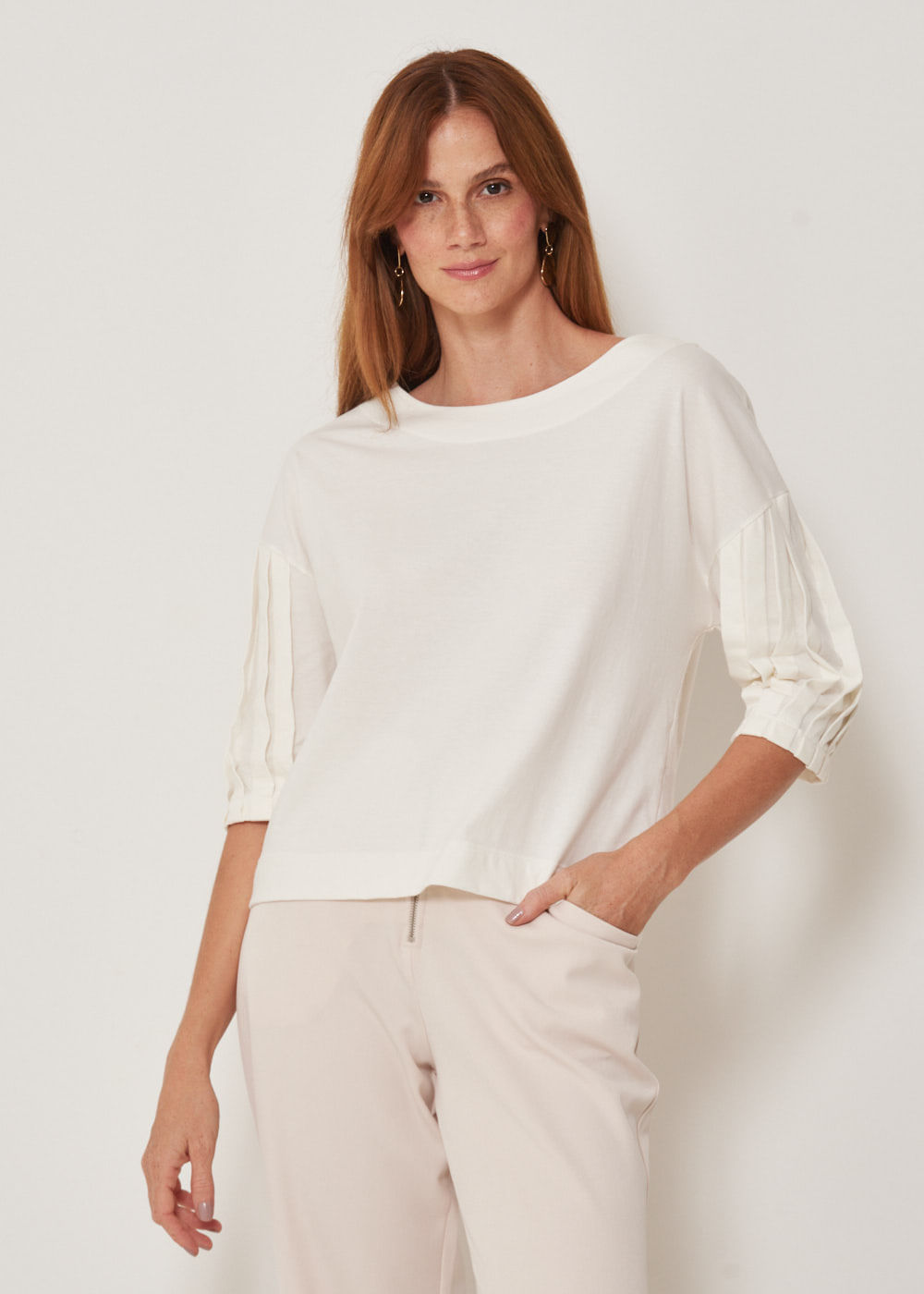 67.40.3307OFW BLUSA MANGA 3/4 COM PREGAS