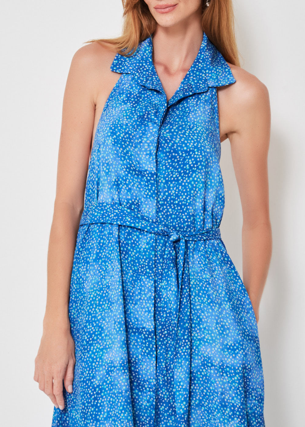 53.21.3401EST VESTIDO MIDI FRENTE ÚNICA ESTAMPA FUNDO DO MAR