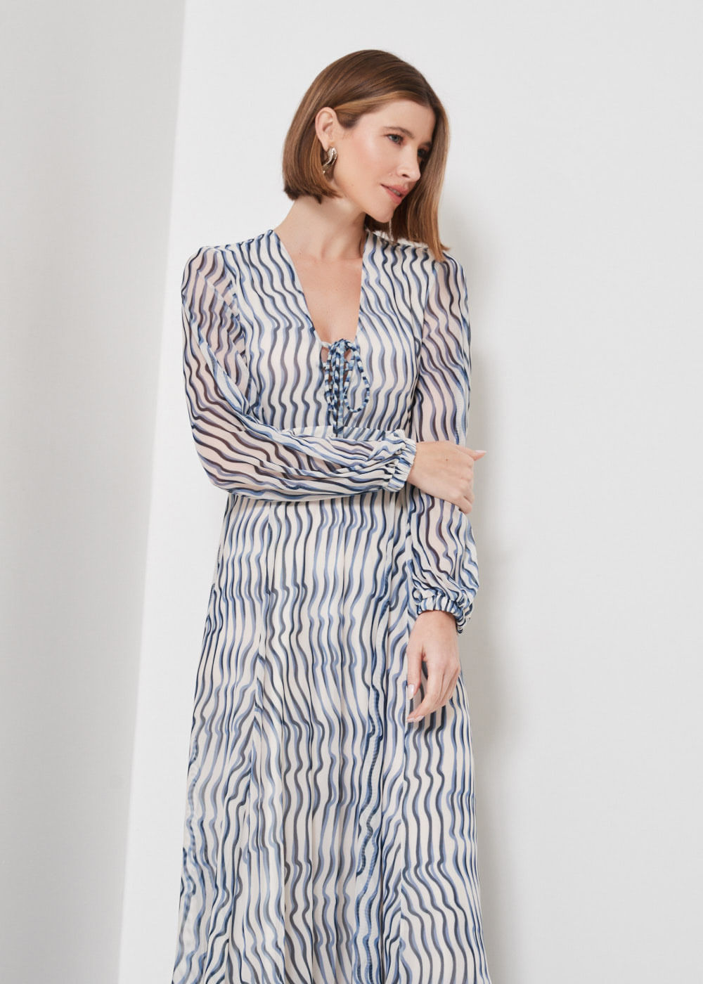 63.50.3401EST VESTIDO LONGO MALHA TULE  ESTAMPA WAVES