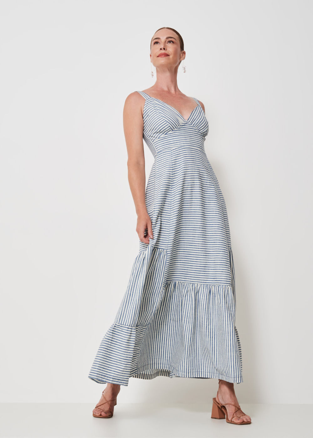 13.40.3403LIS VESTIDO LONGO JEANS  LISTRADO