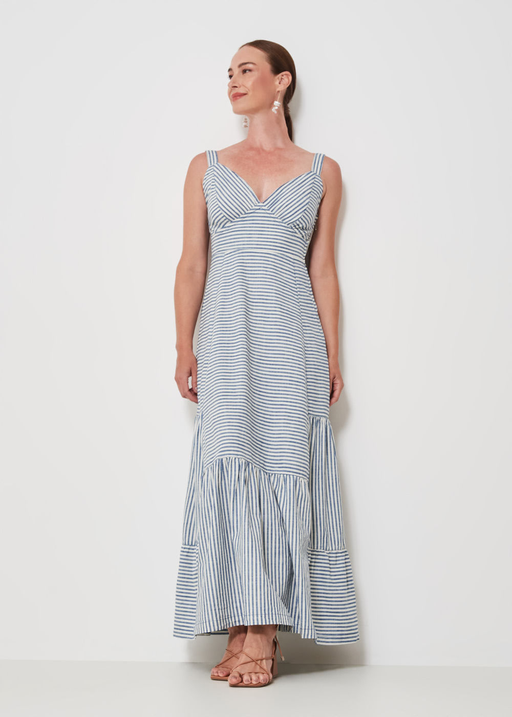 13.40.3403LIS VESTIDO LONGO JEANS  LISTRADO