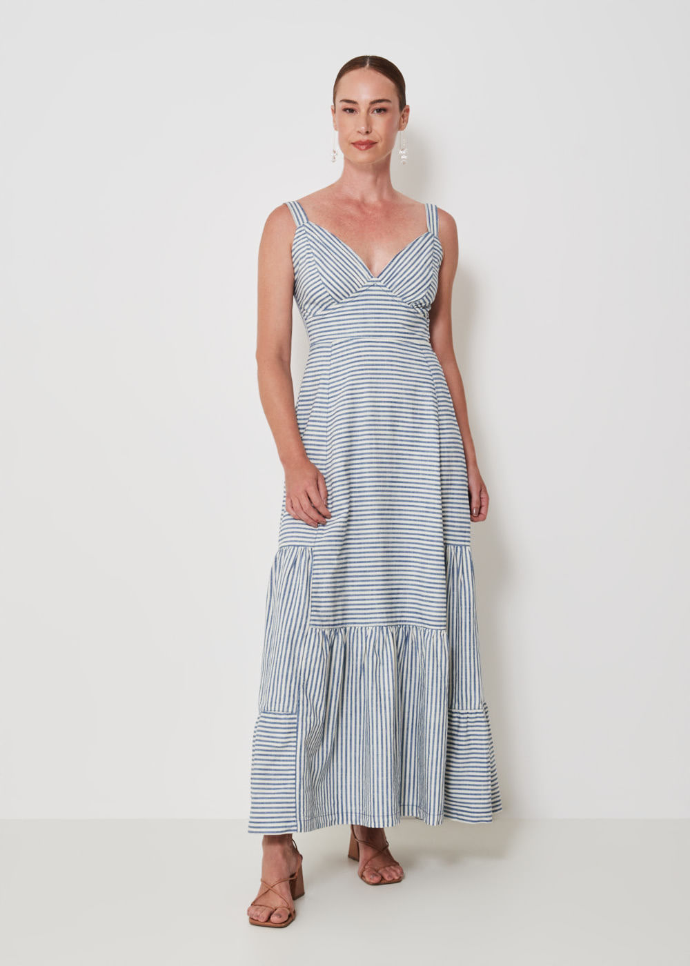 13.40.3403LIS VESTIDO LONGO JEANS  LISTRADO