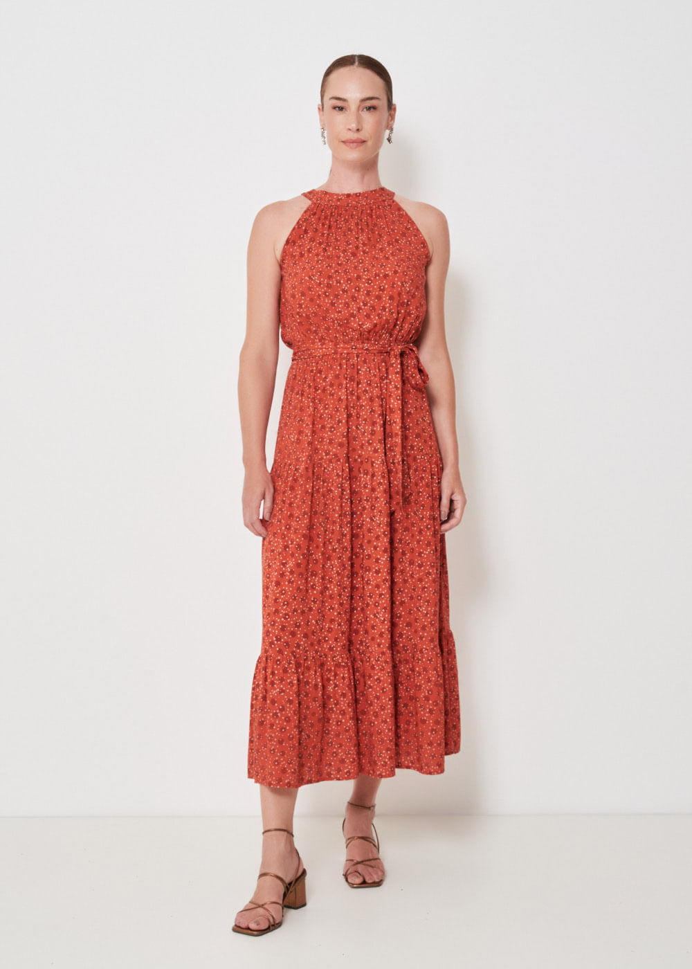 53.50.3410VMT VESTIDO LONGUETE HALTER ESTAMPA DUO POÁ