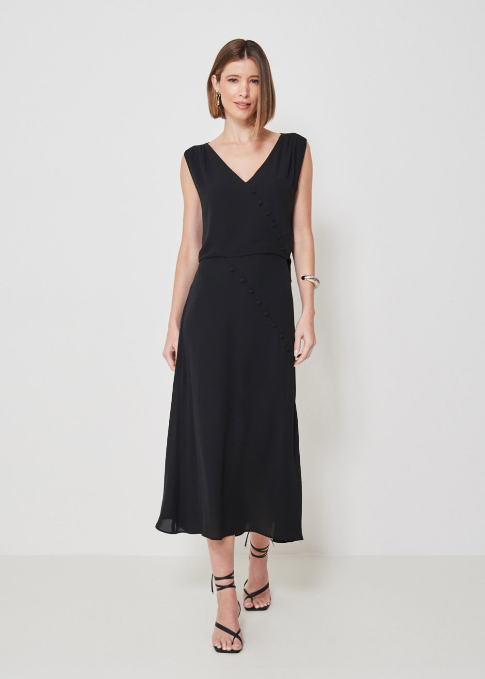 54.10.3408PTO SAIA MIDI CHIFFON DETALHE BOTÕES FORRADOS