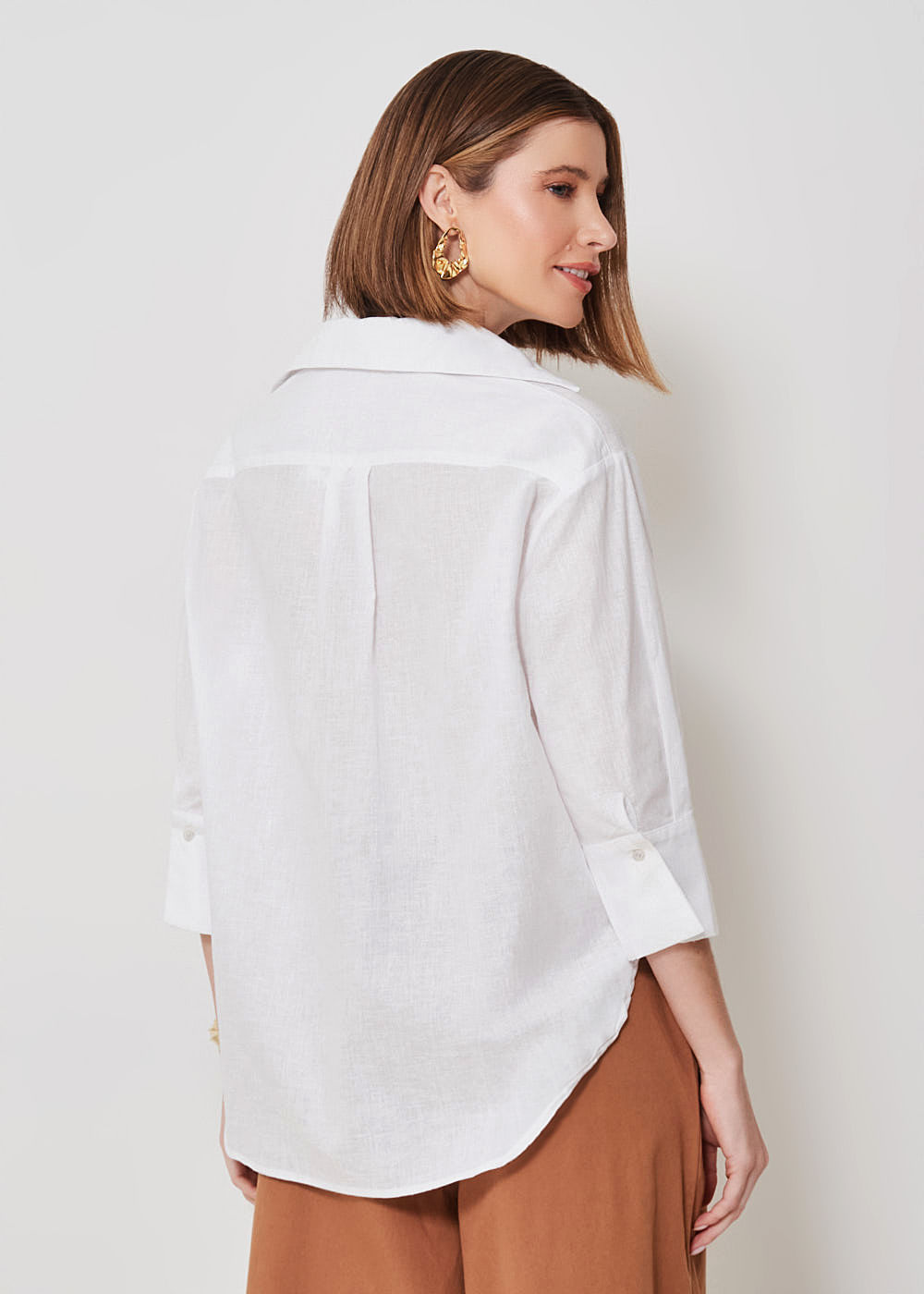 55.40.3409BCO CAMISA M/L ABOTOAMENTO FRENTE