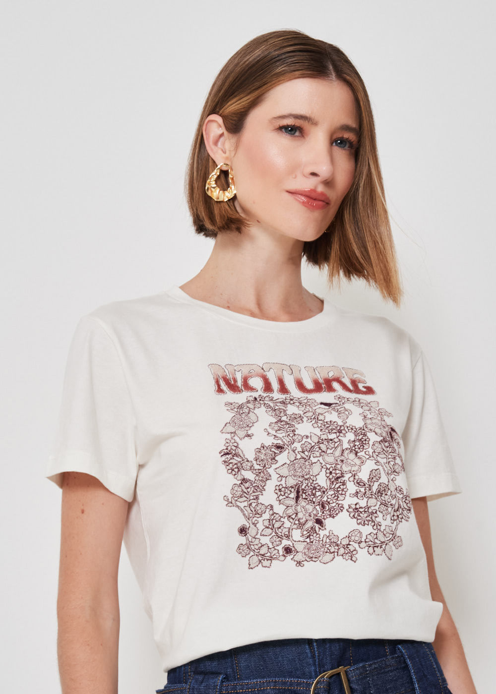 67.43.3406OFW T-SHIRT MALHA APLICAÇÃO NATURE