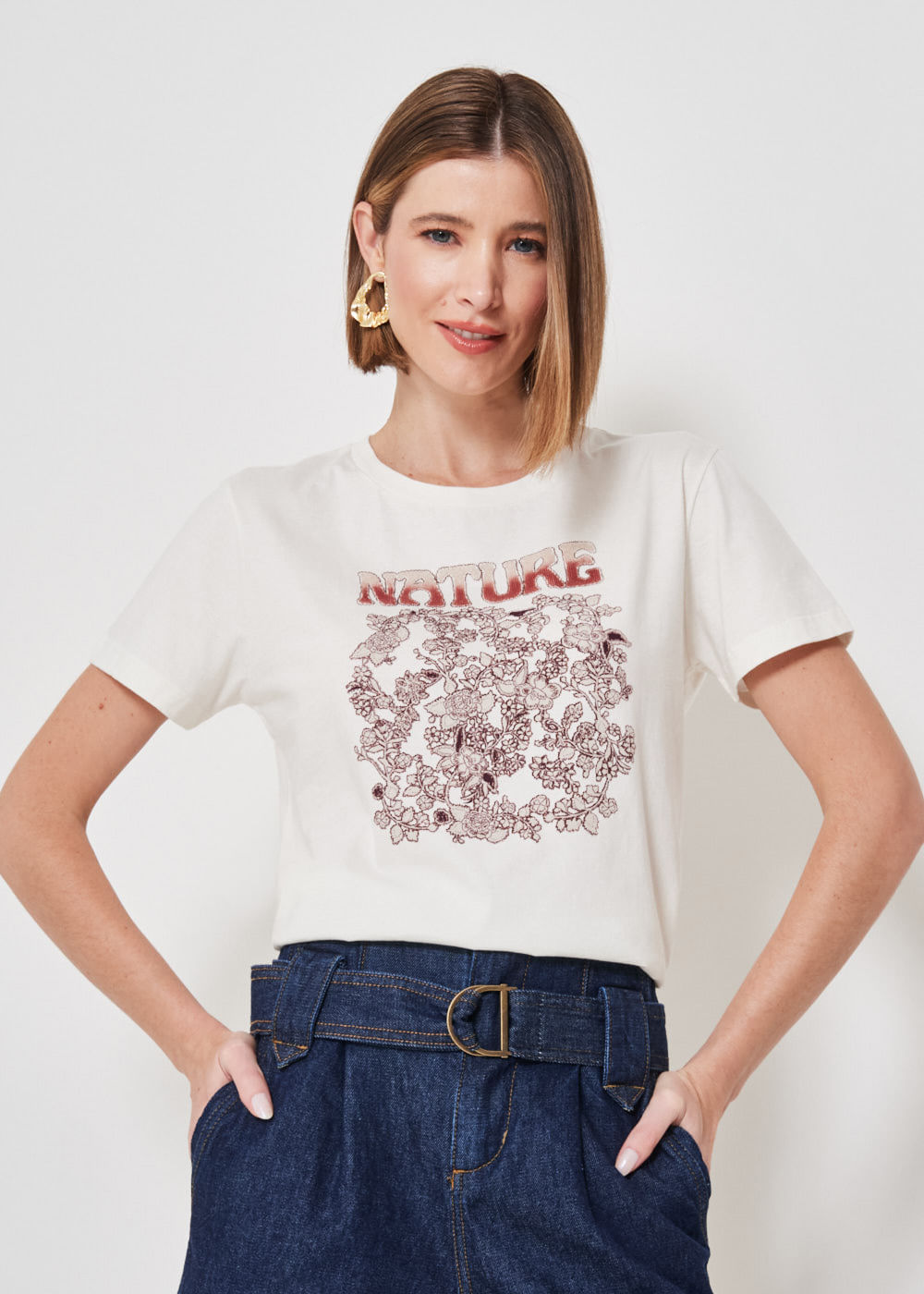 67.43.3406OFW T-SHIRT MALHA APLICAÇÃO NATURE