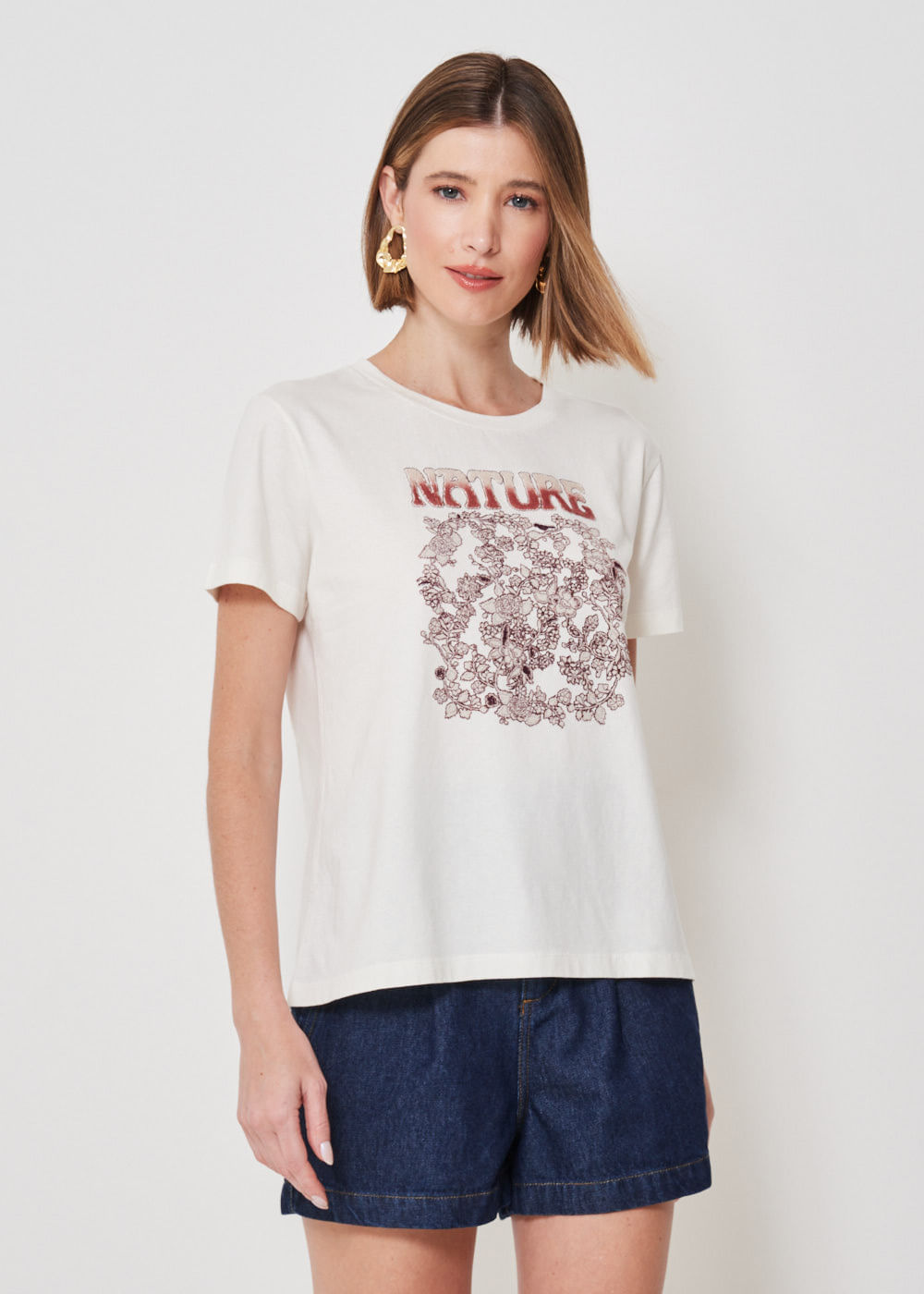 67.43.3406OFW T-SHIRT MALHA APLICAÇÃO NATURE