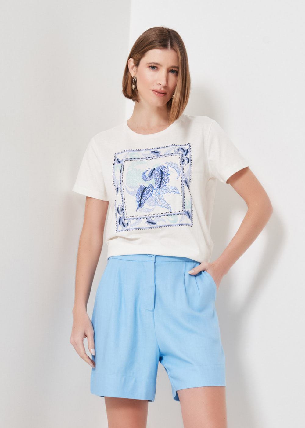 67.41.3403OFW T-SHIRT MALHA APLICAÇÃO ESTAMPA ALGAS MARINHAS
