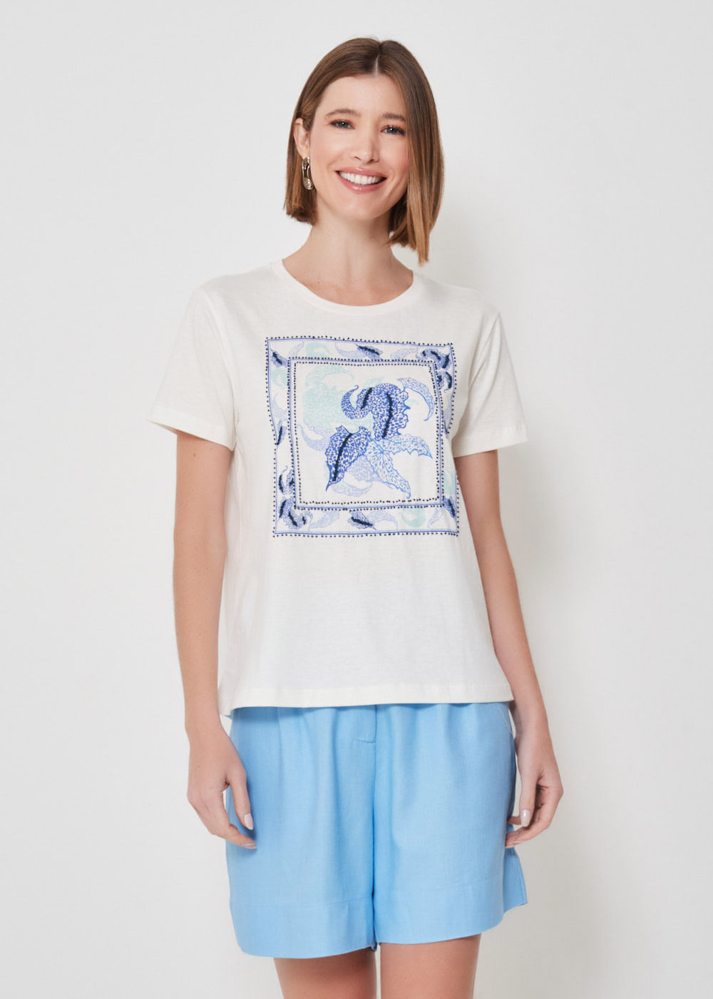 67.41.3403OFW T-SHIRT MALHA APLICAÇÃO ESTAMPA ALGAS MARINHAS