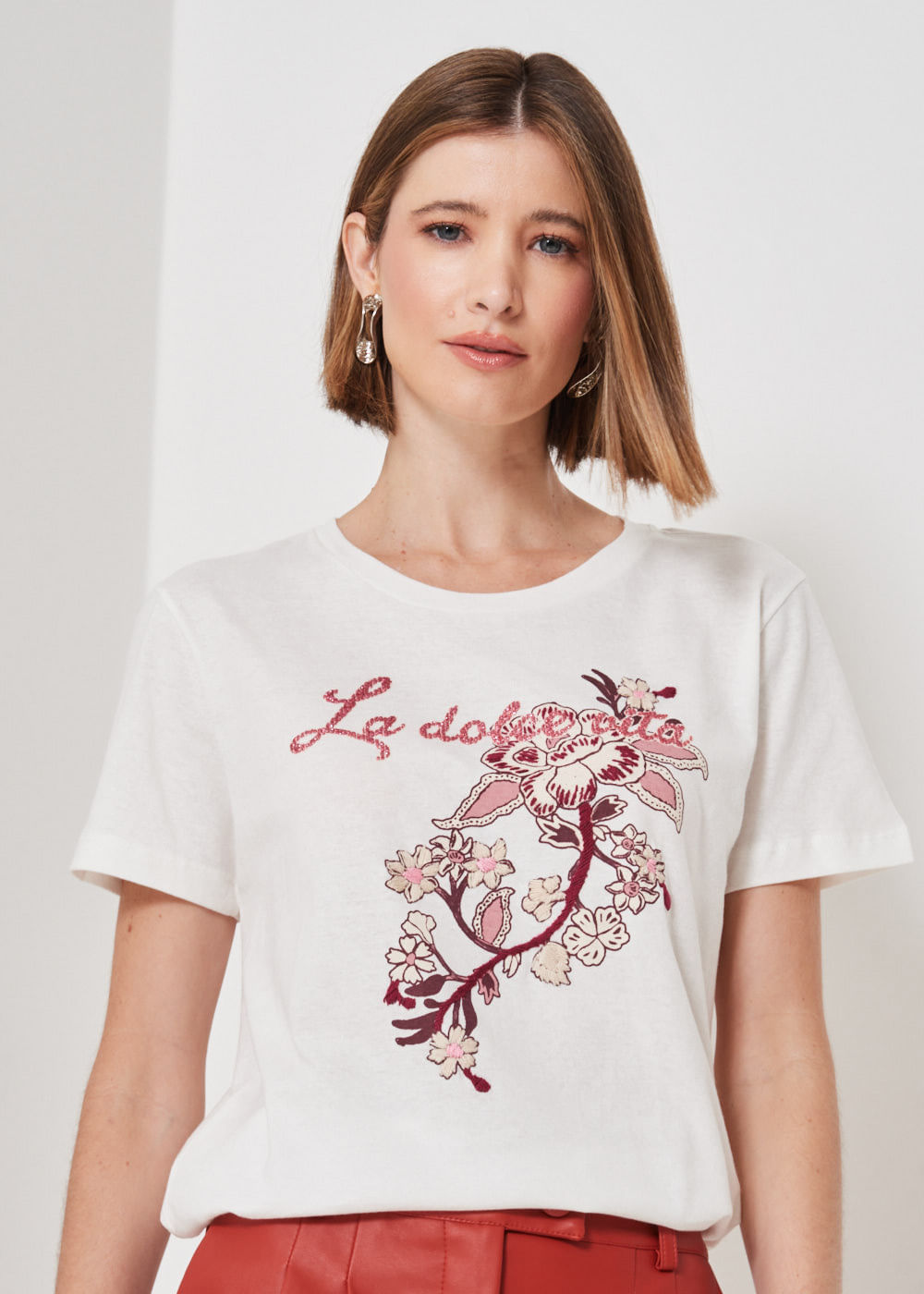 67.41.3404OFW T-SHIRT MALHA APLICAÇÃO LA DOLCE VITA