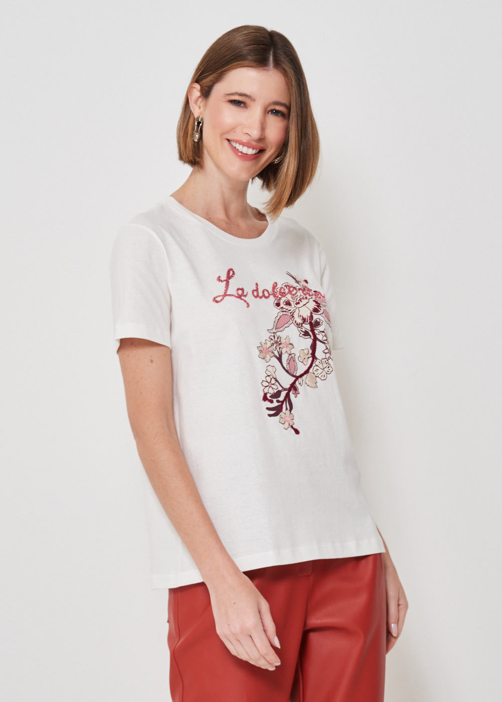 67.41.3404OFW T-SHIRT MALHA APLICAÇÃO LA DOLCE VITA