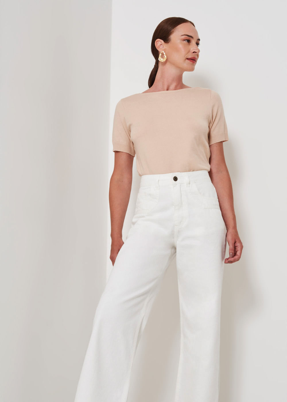 12.75.3401OFW CALÇA WIDE LEG SARJA DETALHE BOLSOS