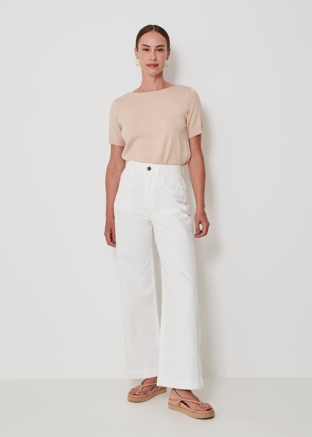 12.75.3401OFW CALÇA WIDE LEG SARJA DETALHE BOLSOS