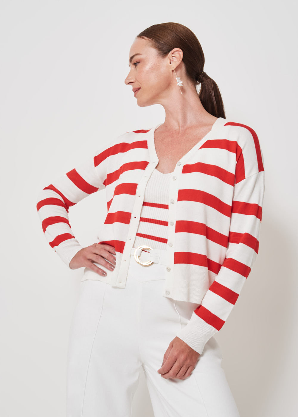 45.40.3402LIS CARDIGÃ DE TRICOT LISTRADO