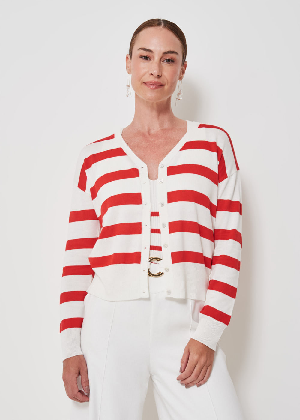 45.40.3402LIS CARDIGÃ DE TRICOT LISTRADO