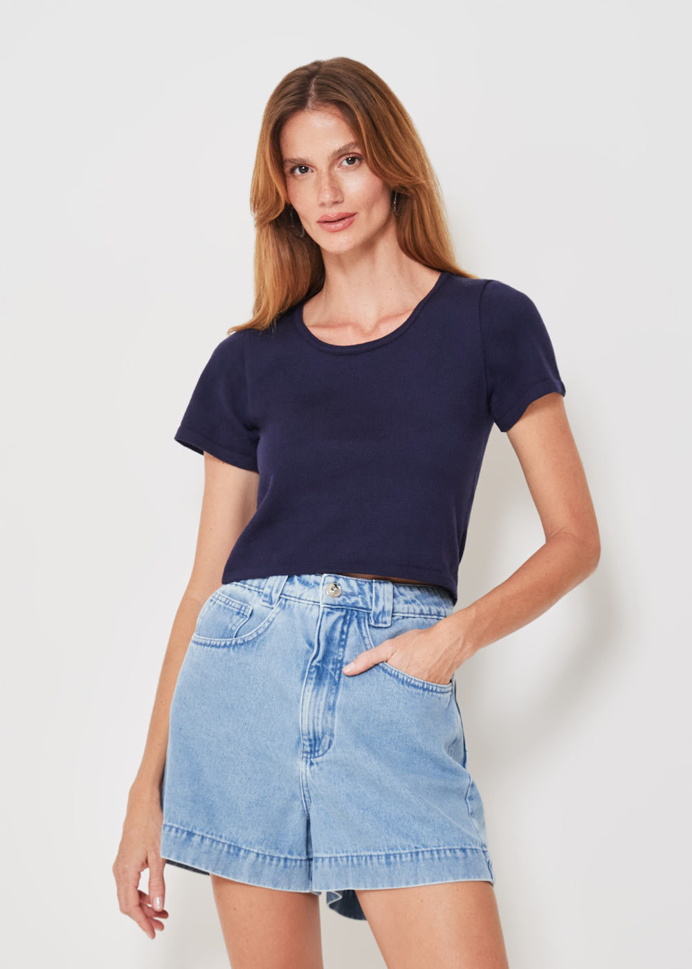 47.40.3404ALM BLUSA M/C DECOTE REDONDO TRICOT ESSENCIAL