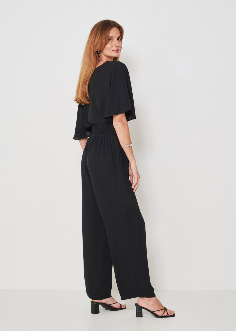 52.10.3412PTO CALÇA PANTALONA CHIFFON CÓS LARGO