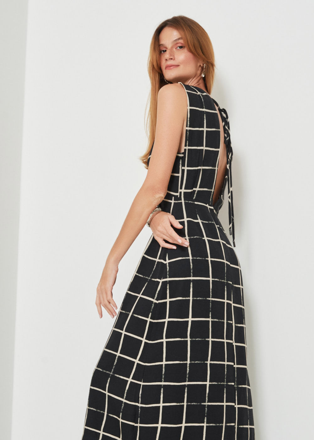 53.40.3405EST VESTIDO LONGUETE ESTAMPA ABSTRACT SQUARE