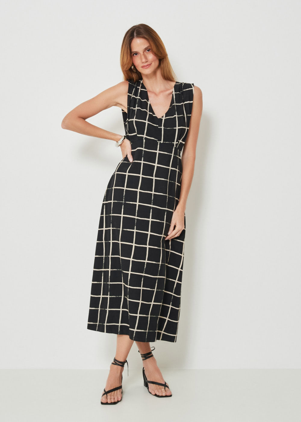 53.40.3405EST VESTIDO LONGUETE ESTAMPA ABSTRACT SQUARE