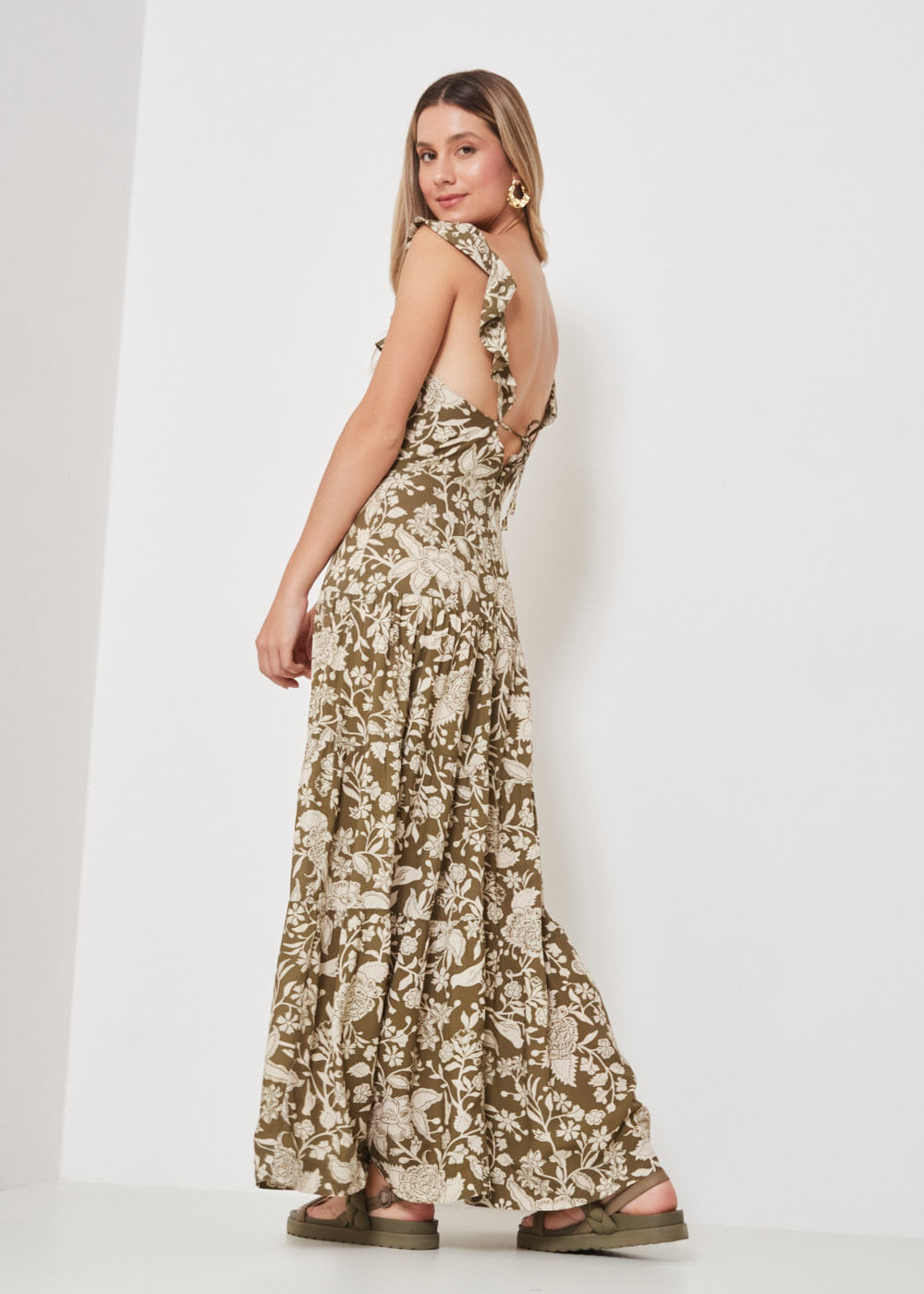 53.50.3418MIL VESTIDO LONGO ESTAMPA FLORAL LEAVES