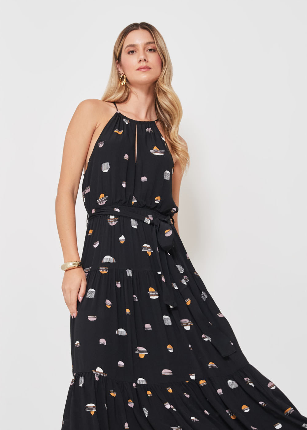 53.50.3419EST VESTIDO LONGUETE ESTAMPA NIGHT DOTS