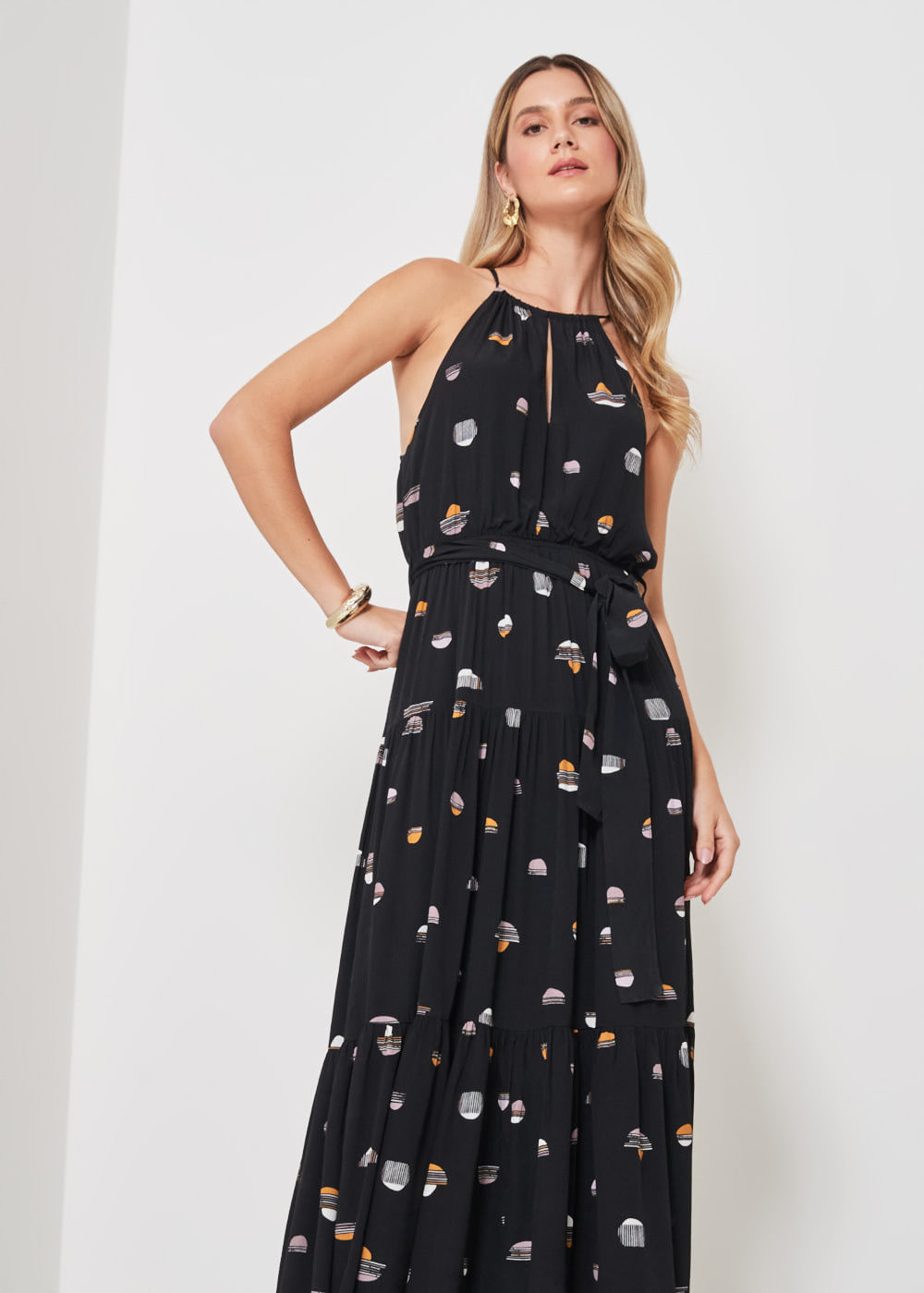 53.50.3419EST VESTIDO LONGUETE ESTAMPA NIGHT DOTS