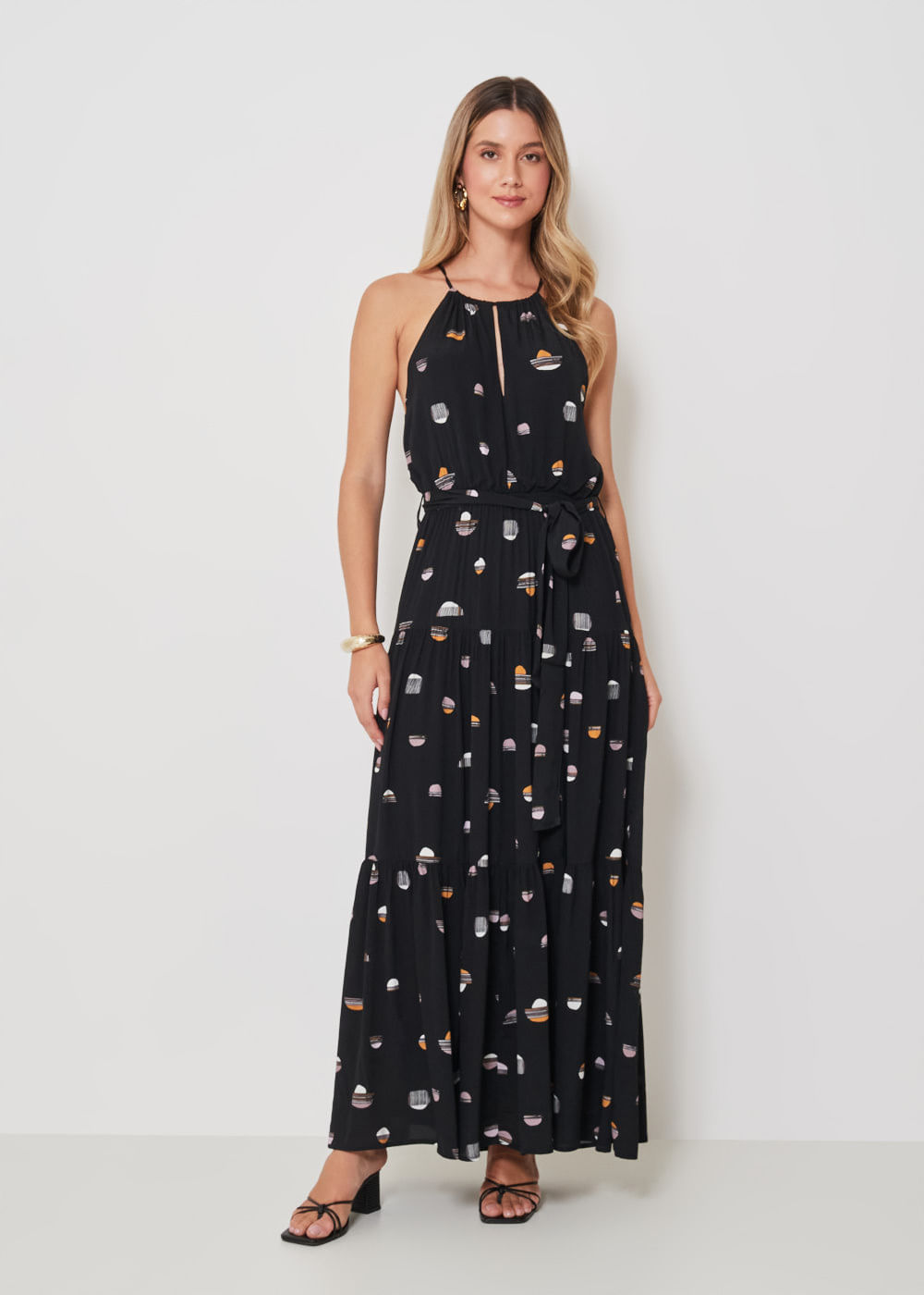 53.50.3419EST VESTIDO LONGUETE ESTAMPA NIGHT DOTS