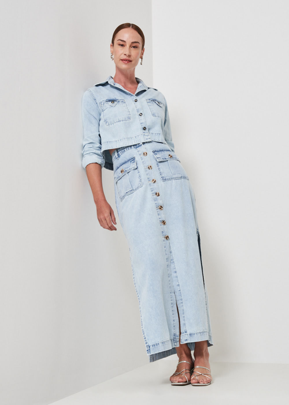 14.20.3401DEL SAIA JEANS MIDI COM BOTÕES