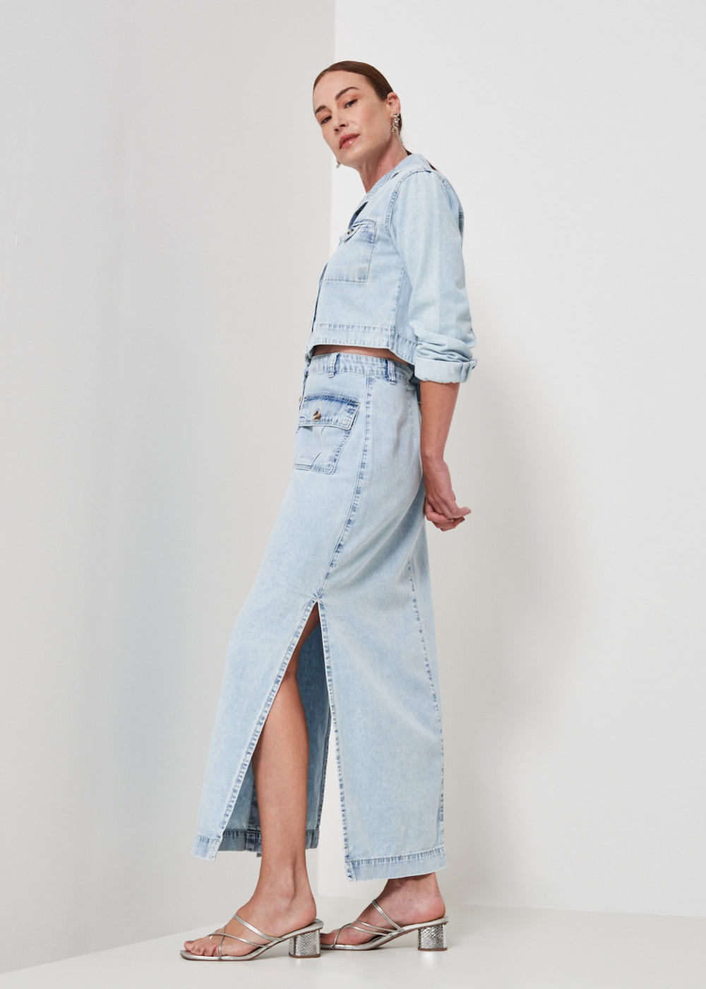 14.20.3401DEL SAIA JEANS MIDI COM BOTÕES